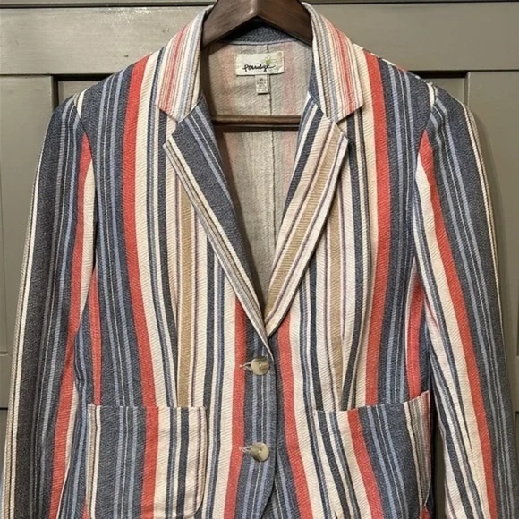 Anthropologie Porridge Multicolor Striped Cotton Blazer Jacket Size Medium - Picture 6 of 12
